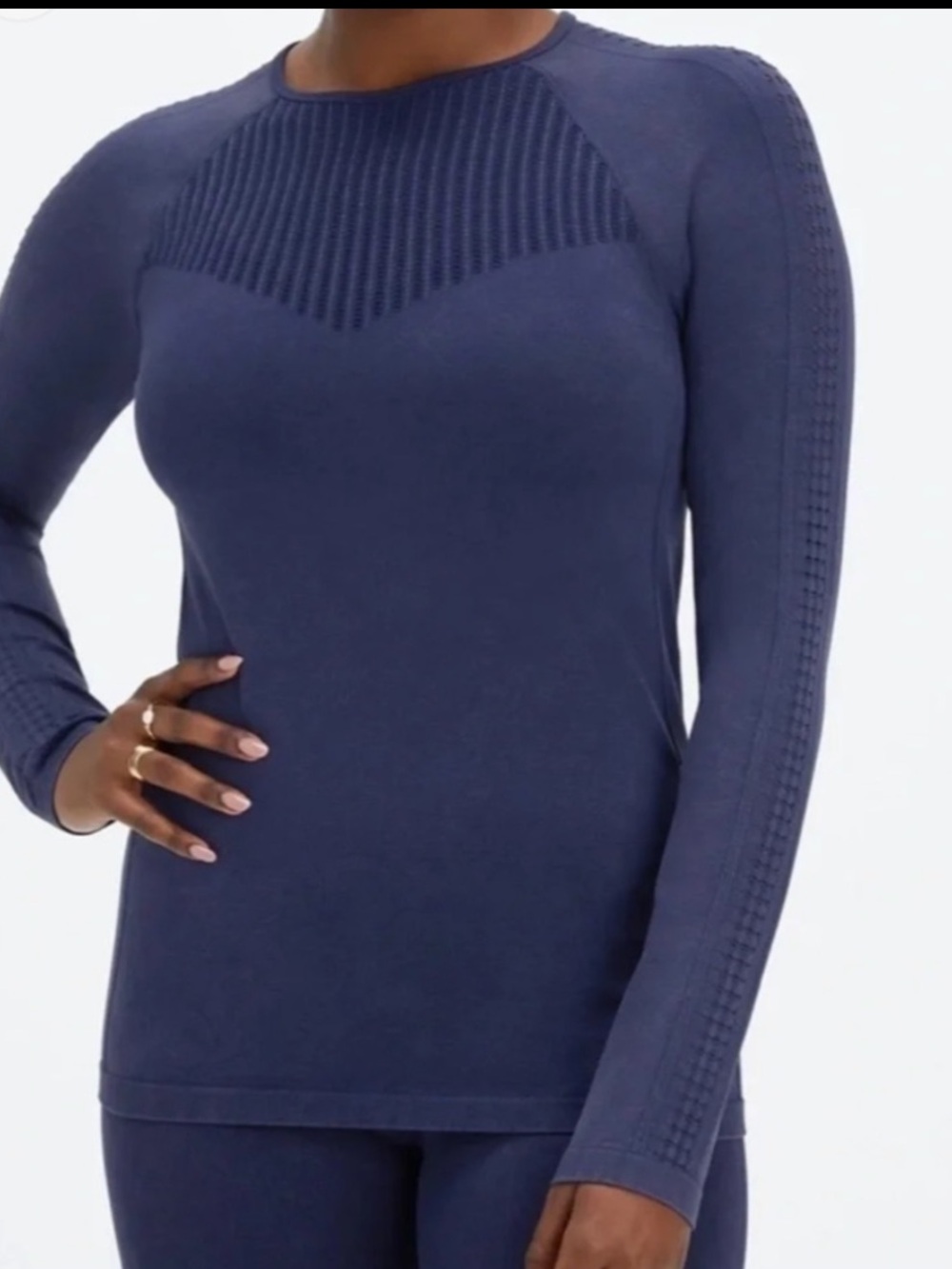 Fabletics Navy Long Sleeve Seamless Top